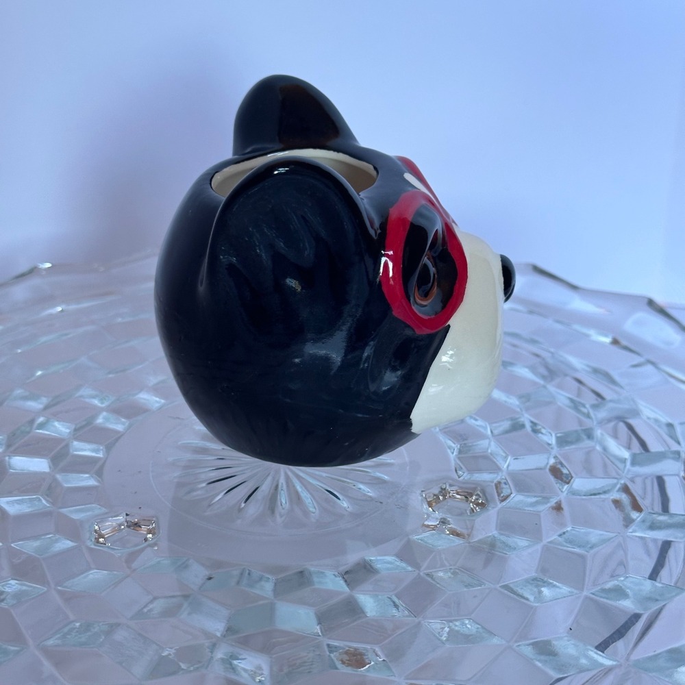 Boston Terrier Dog Head Vase Ceramic Planter Red Glasses Cute‎ Decor - Picture 7 of 8
